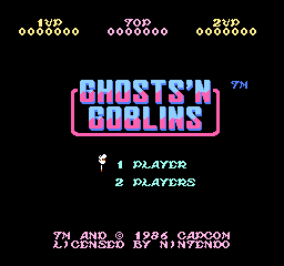 Ghost 'n Goblins title screen for NES